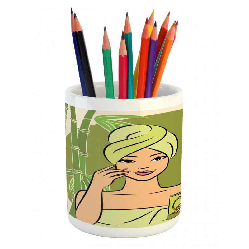 East Themed Beauty Lady Pencil Pen Holder