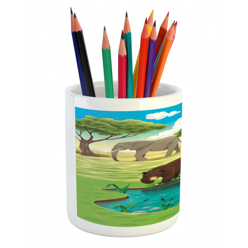 Jungle Bear Giraffe Pencil Pen Holder