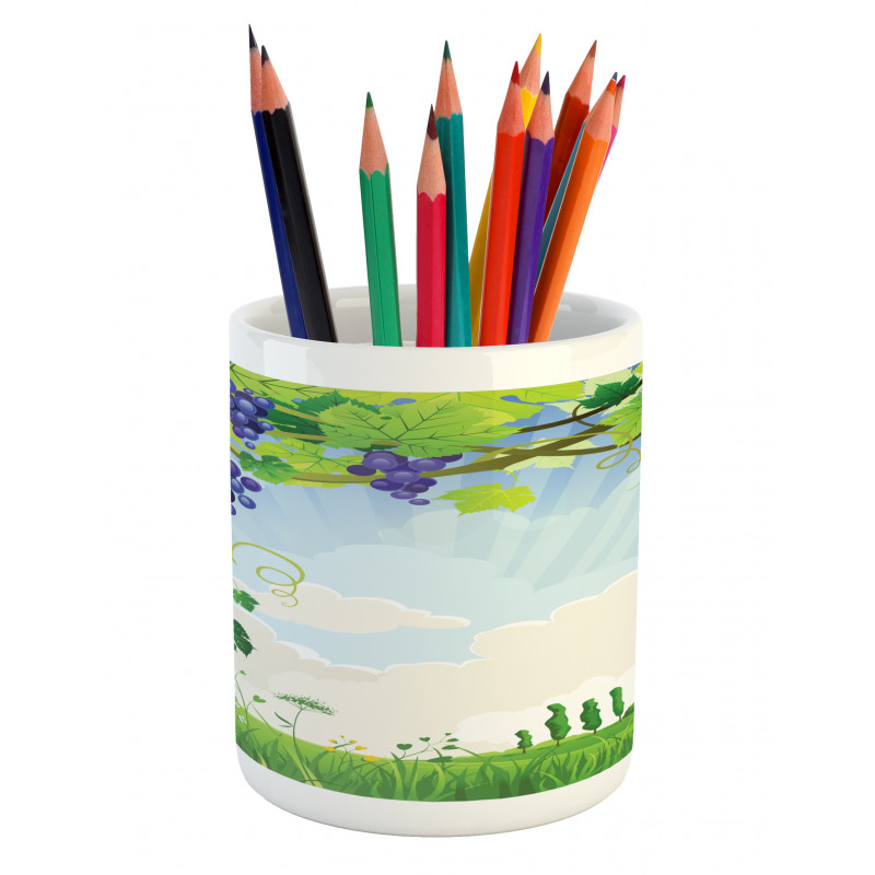 Rural Countryside Grapes Pencil Pen Holder