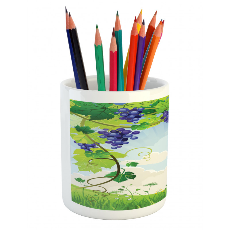 Rural Countryside Grapes Pencil Pen Holder