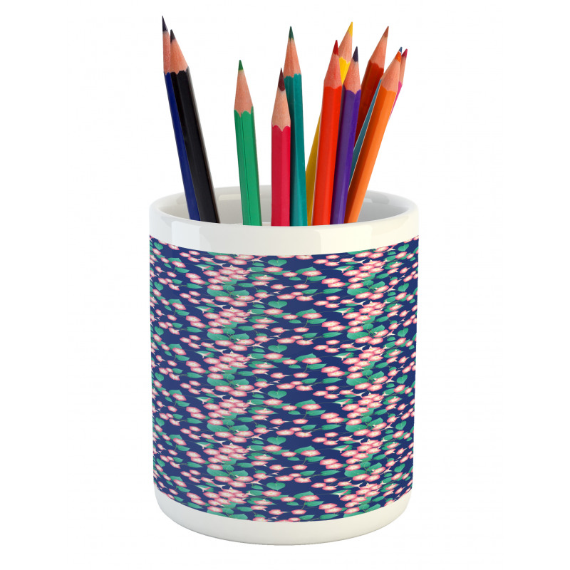 Pink Morning Glory Blossom Pencil Pen Holder