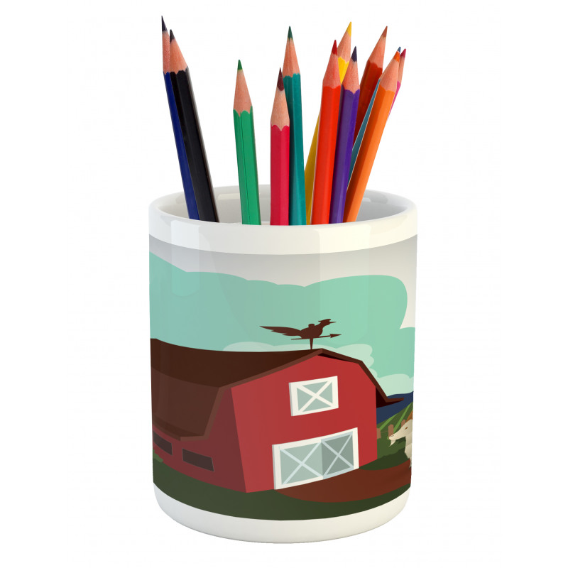 Rural Farmland Crop Bovine Pencil Pen Holder