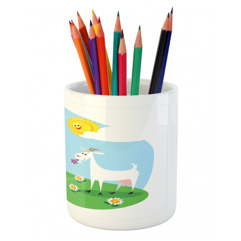 Baby Goat Playing Meadow Pencil Pen Holder