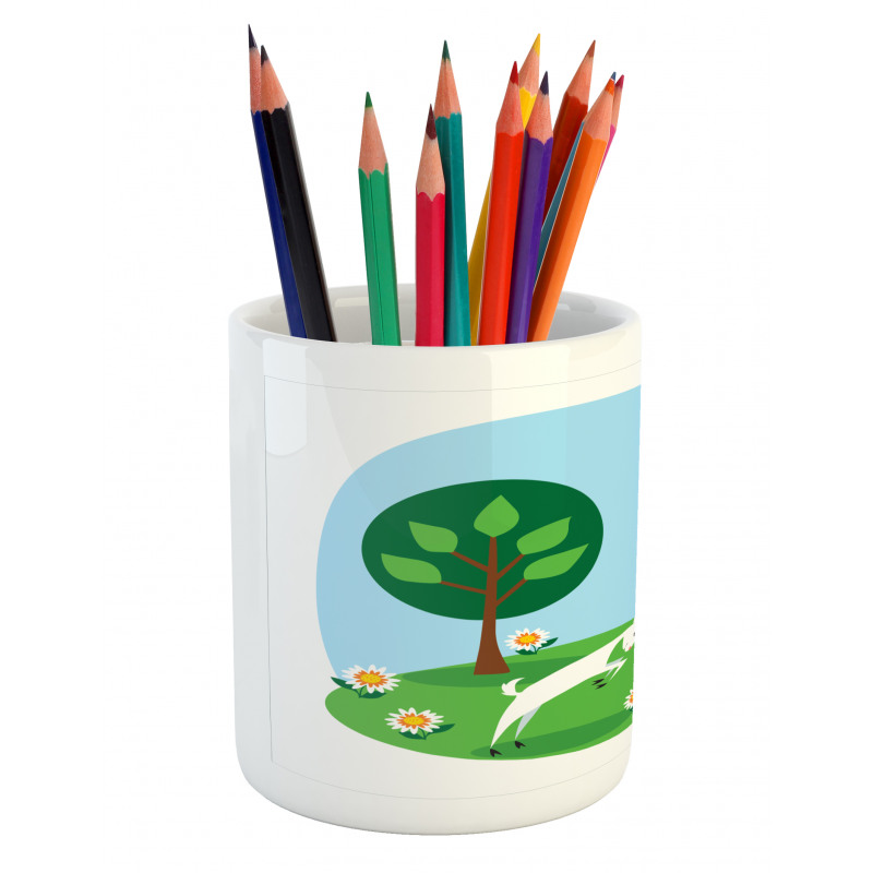 Baby Goat Playing Meadow Pencil Pen Holder