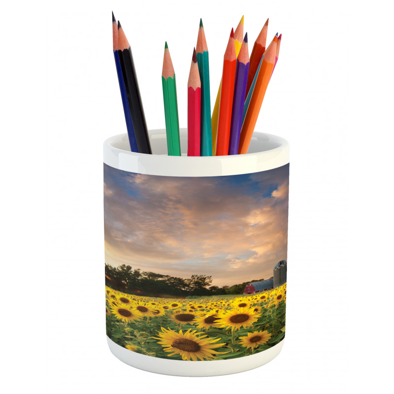 Sunflower Field Sky Pencil Pen Holder