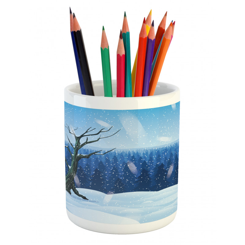 Cold Snowy Landscape Pencil Pen Holder