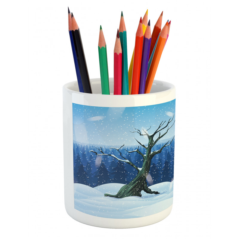 Cold Snowy Landscape Pencil Pen Holder