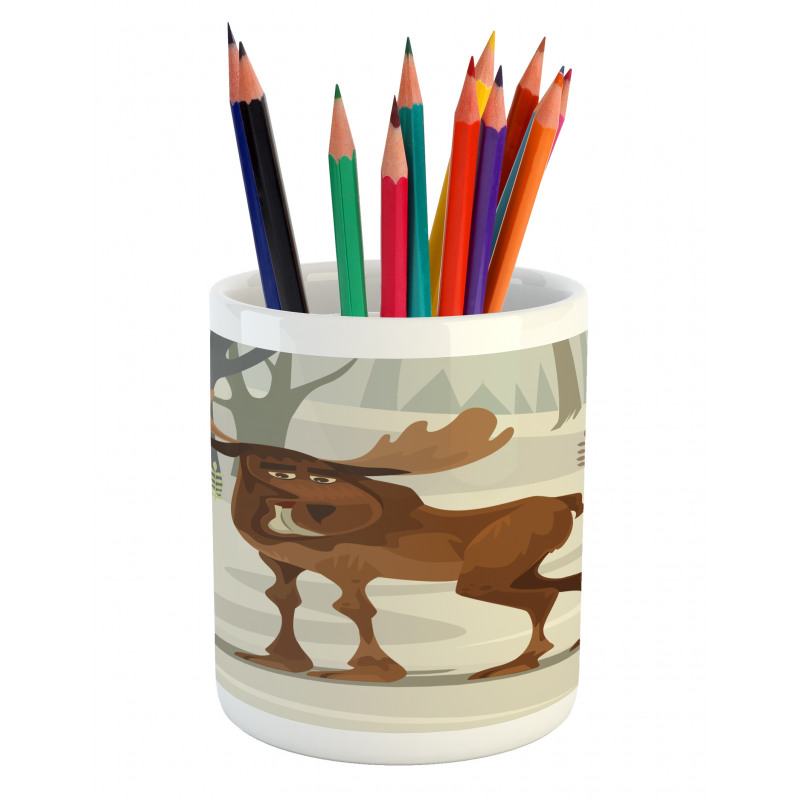 Funny Elk Mascot Pencil Pen Holder