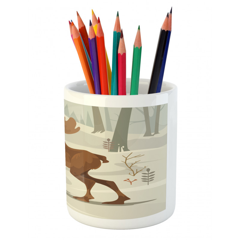 Funny Elk Mascot Pencil Pen Holder