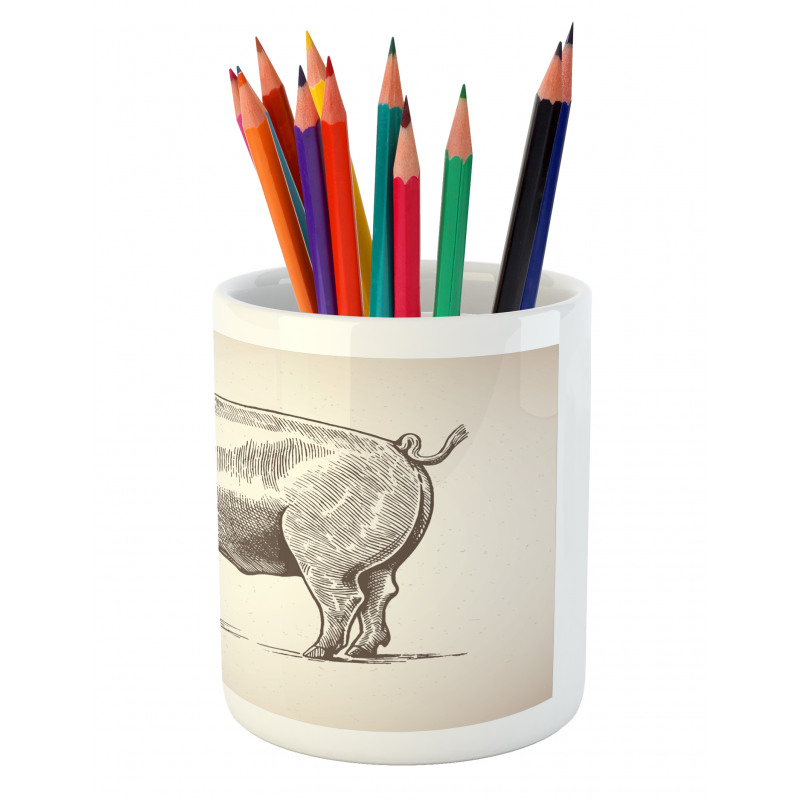 Vintage Hand-Drawn Image Pencil Pen Holder