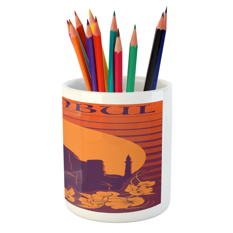 Exotic Flowers Retro Pencil Pen Holder