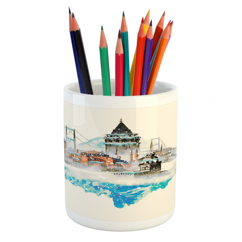 Watercolor Winter Art Pencil Pen Holder