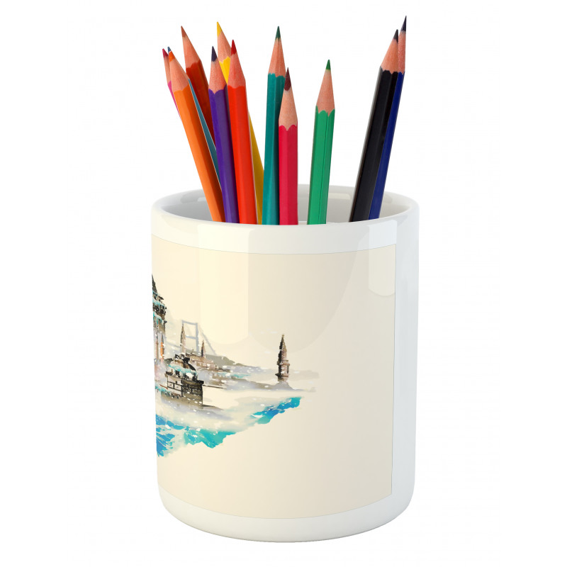 Watercolor Winter Art Pencil Pen Holder