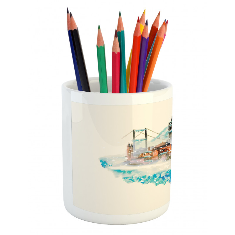 Watercolor Winter Art Pencil Pen Holder