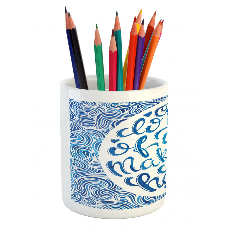 Words and Waves Pencil Pen Holder