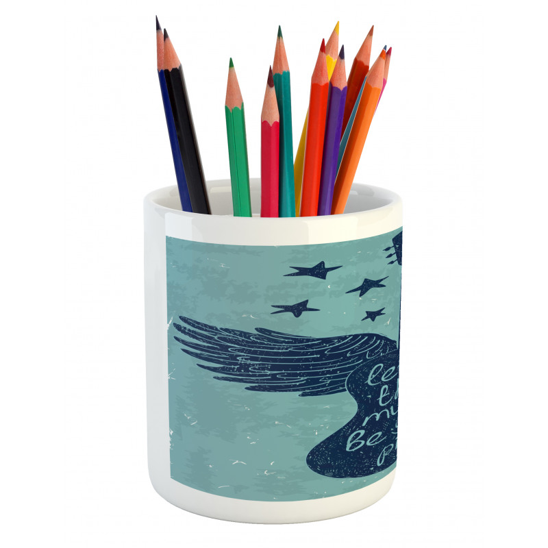 Guitar Wings Stars Words Pencil Pen Holder