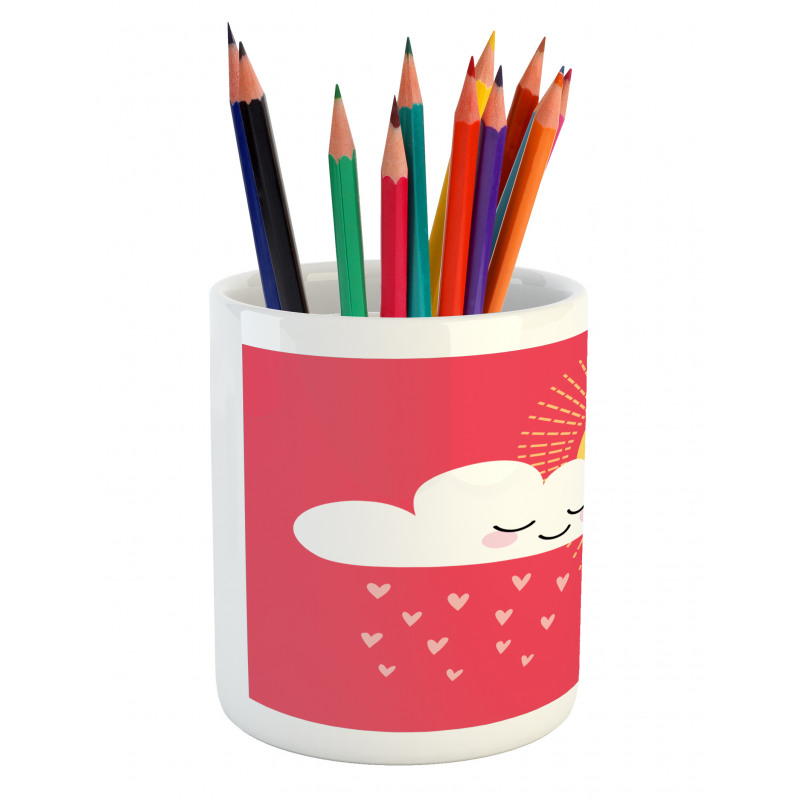 Valentines Cloud and Sun Pencil Pen Holder