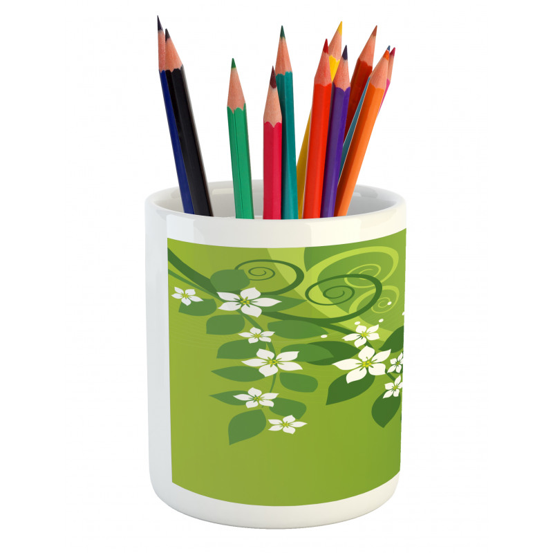 Graphic Curvy Leaves Pencil Pen Holder