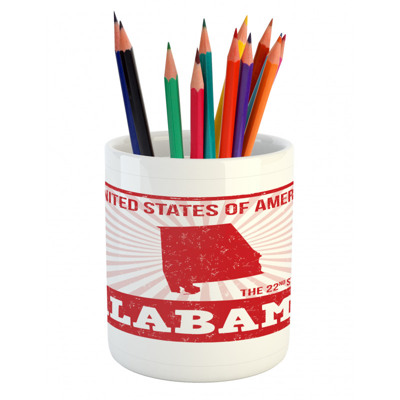 Grungy Theme State Map Pencil Pen Holder