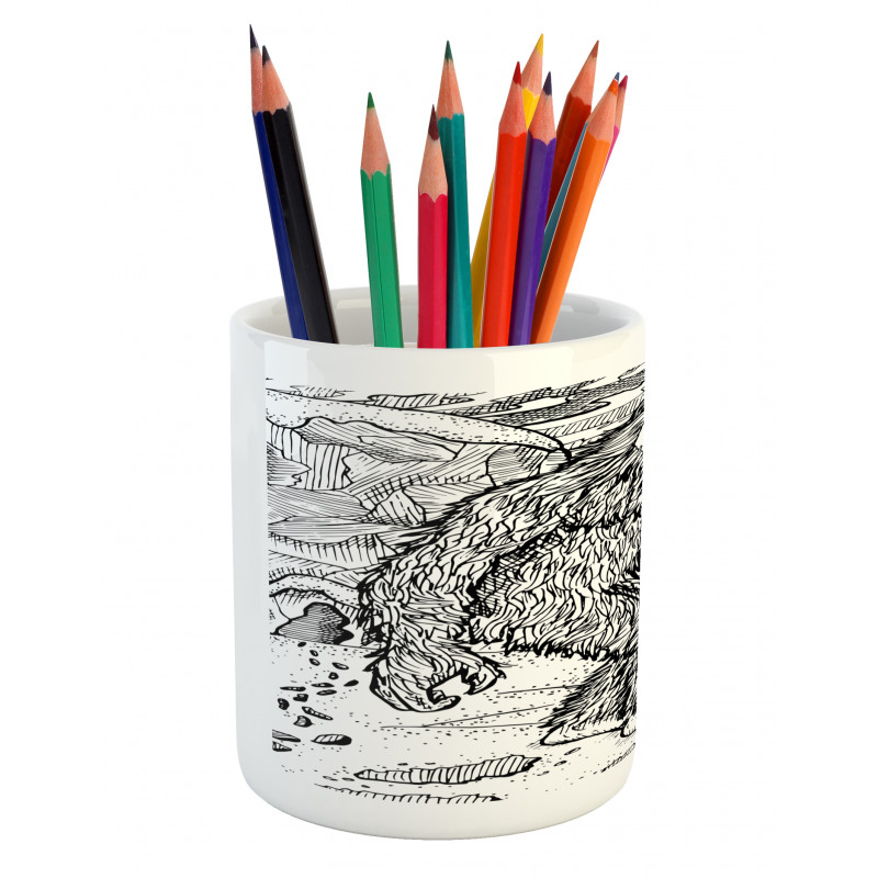 Mythical Yeti Creature Pencil Pen Holder