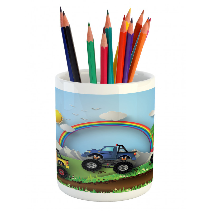 Skid Trail Race Pencil Pen Holder