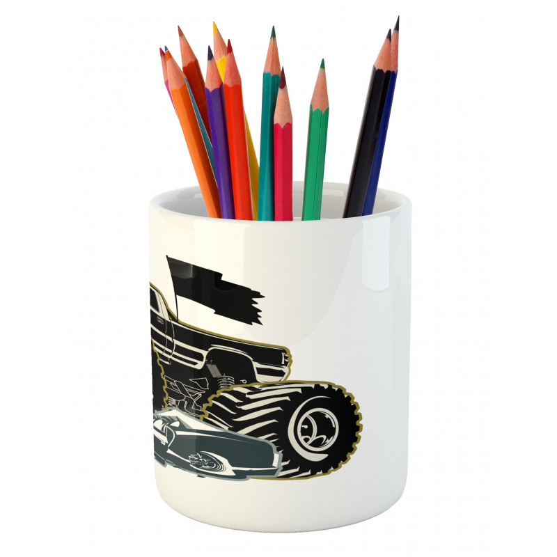 Rubber Tyre Car Pencil Pen Holder