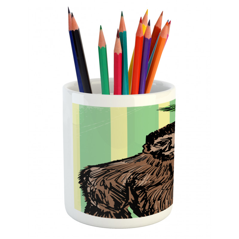 Mysterious Yeti Sketch Pencil Pen Holder