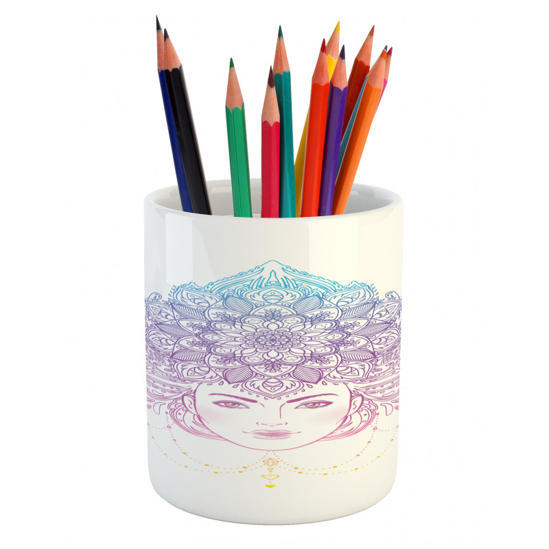 Tribal Boho Diva Floral Pencil Pen Holder