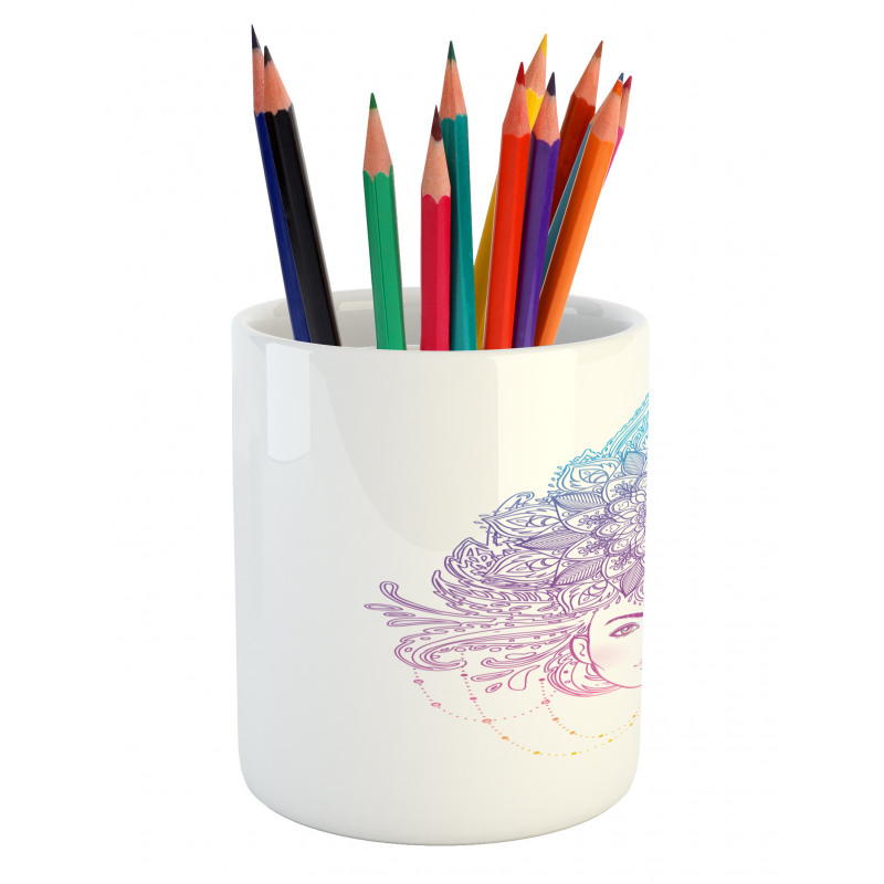 Tribal Boho Diva Floral Pencil Pen Holder