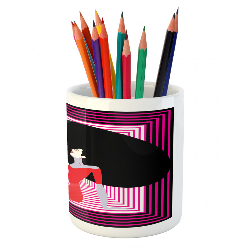 Pop Art Vintage Woman Pencil Pen Holder