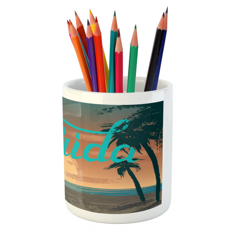 Grunge Sunset Coastline Pencil Pen Holder