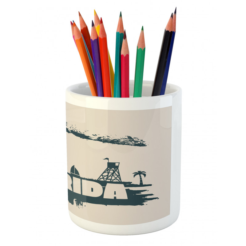 Vintage Seaside View Pencil Pen Holder