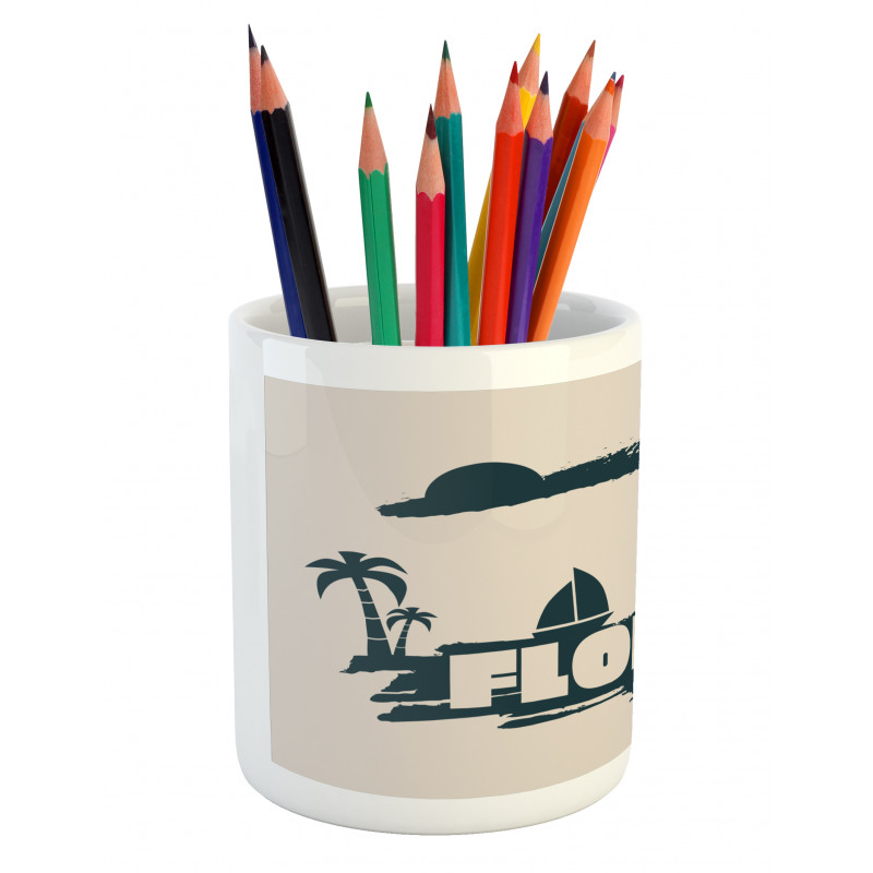 Vintage Seaside View Pencil Pen Holder