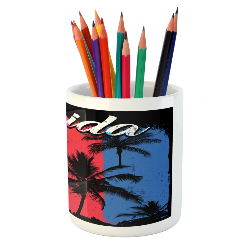 Grunge Palms Colorful Pencil Pen Holder