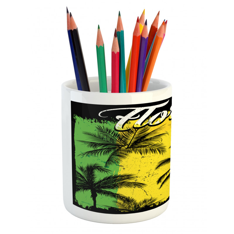 Grunge Palms Colorful Pencil Pen Holder