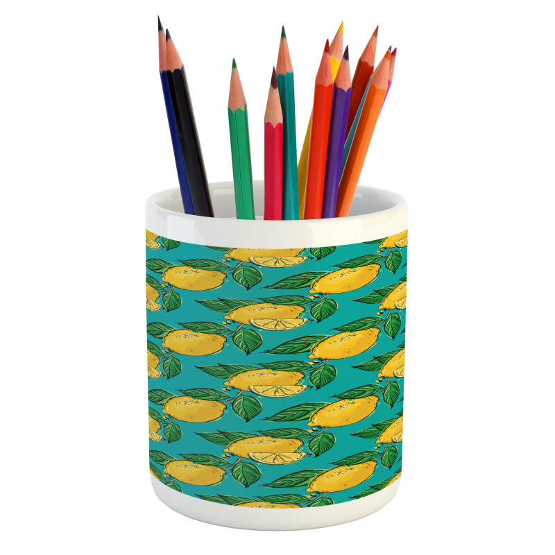 Hand Drawn Style Lemons Pencil Pen Holder