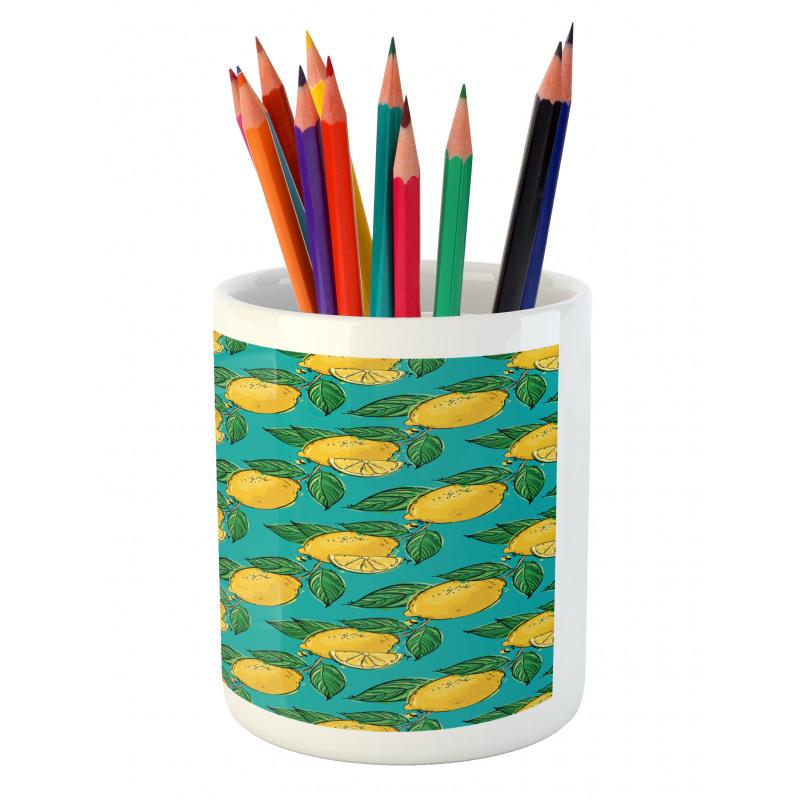 Hand Drawn Style Lemons Pencil Pen Holder