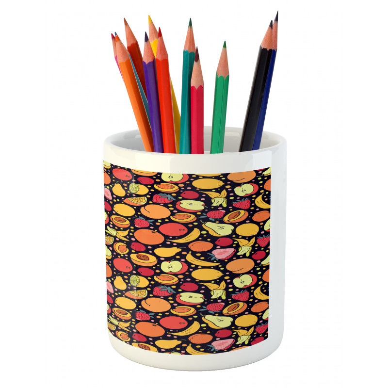 Colorful Fruits and Dots Pencil Pen Holder