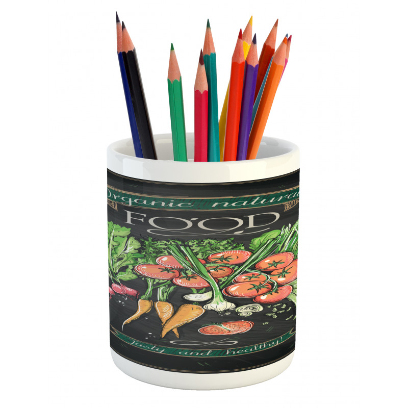 Chalkboard Organic Food Pencil Pen Holder