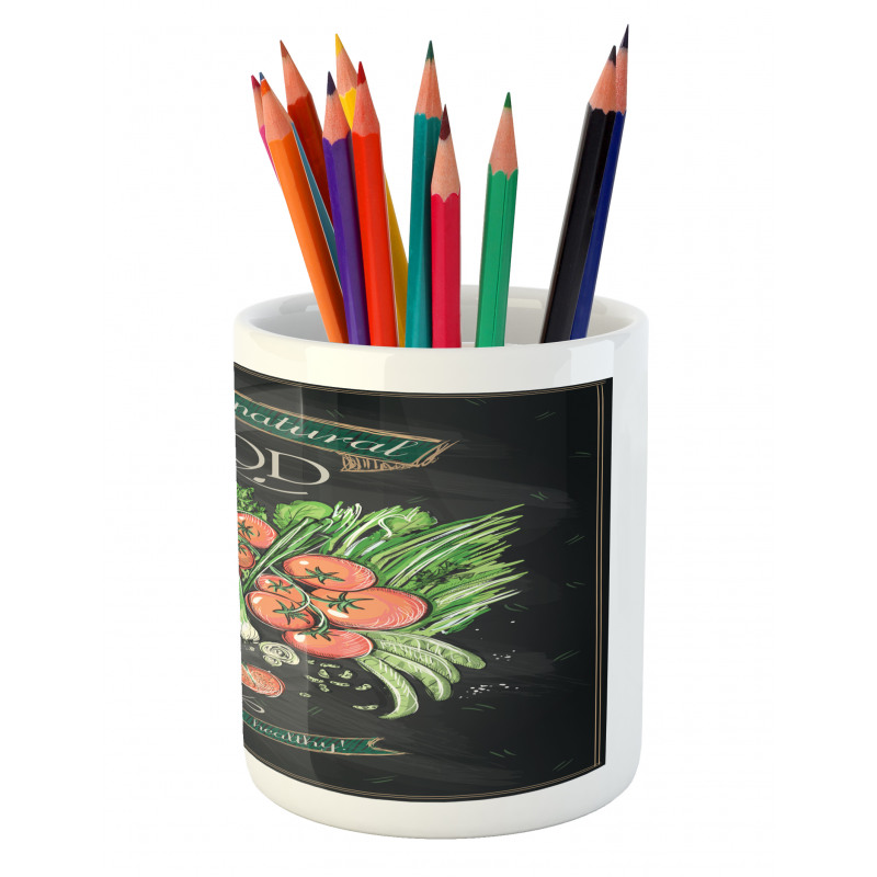 Chalkboard Organic Food Pencil Pen Holder