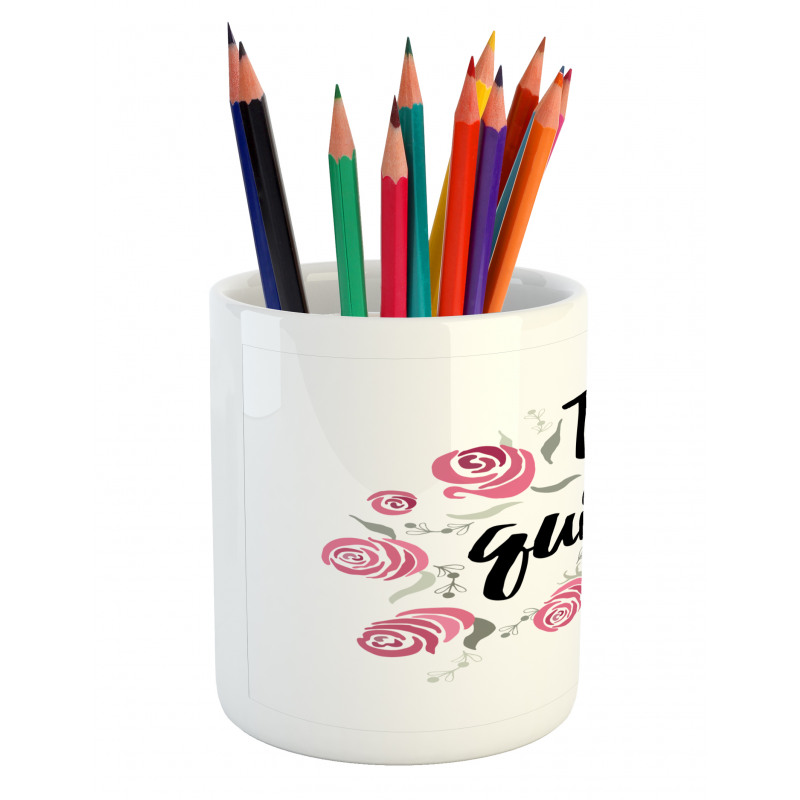 Te Quiero Rose Flower Pencil Pen Holder