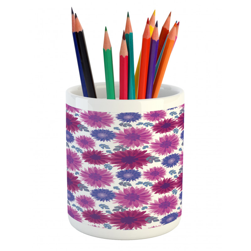 Blooming Fall Flowers Pencil Pen Holder