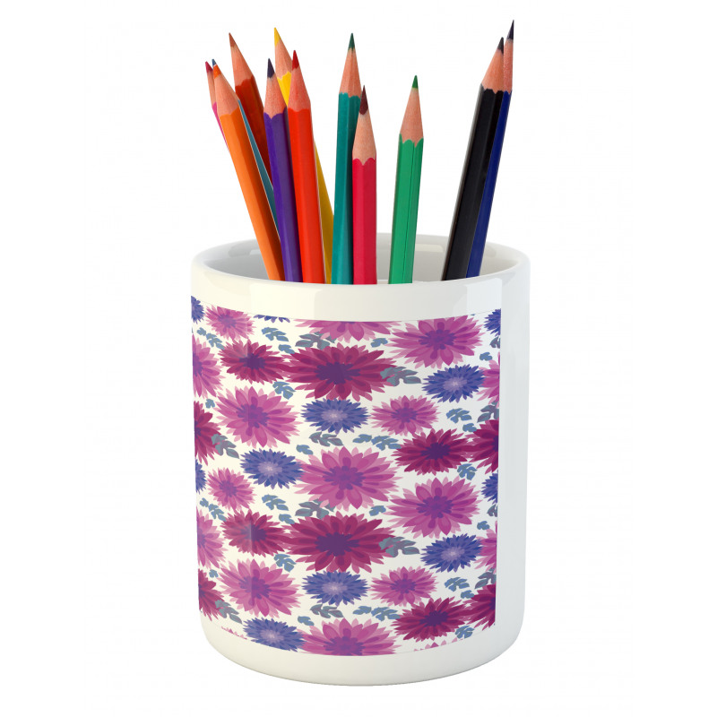 Blooming Fall Flowers Pencil Pen Holder