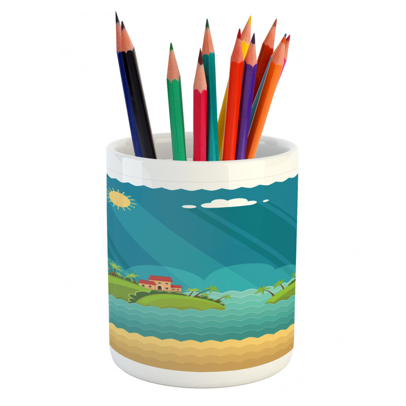 Tropical Islands Ocean Pencil Pen Holder