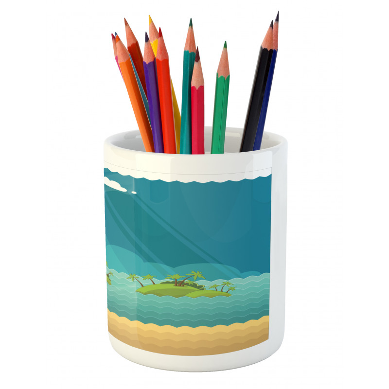 Tropical Islands Ocean Pencil Pen Holder