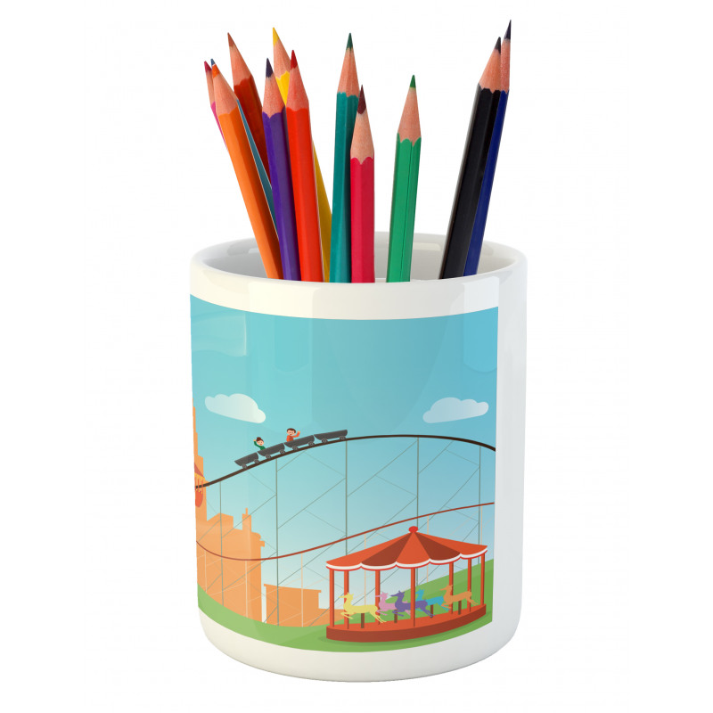 Flat Art Colorful Pencil Pen Holder