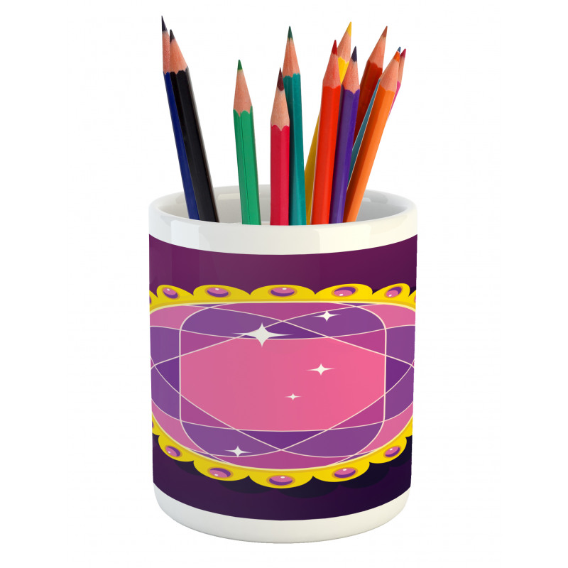 Abstract Round Gem Pencil Pen Holder