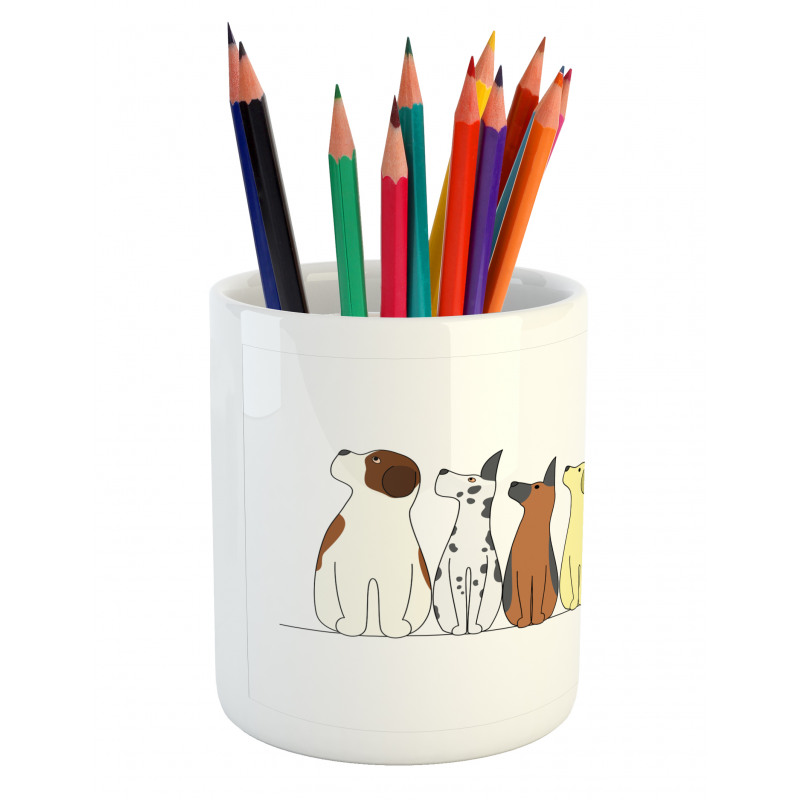 Dogs in a Row Looking Away Pencil Pen Holder