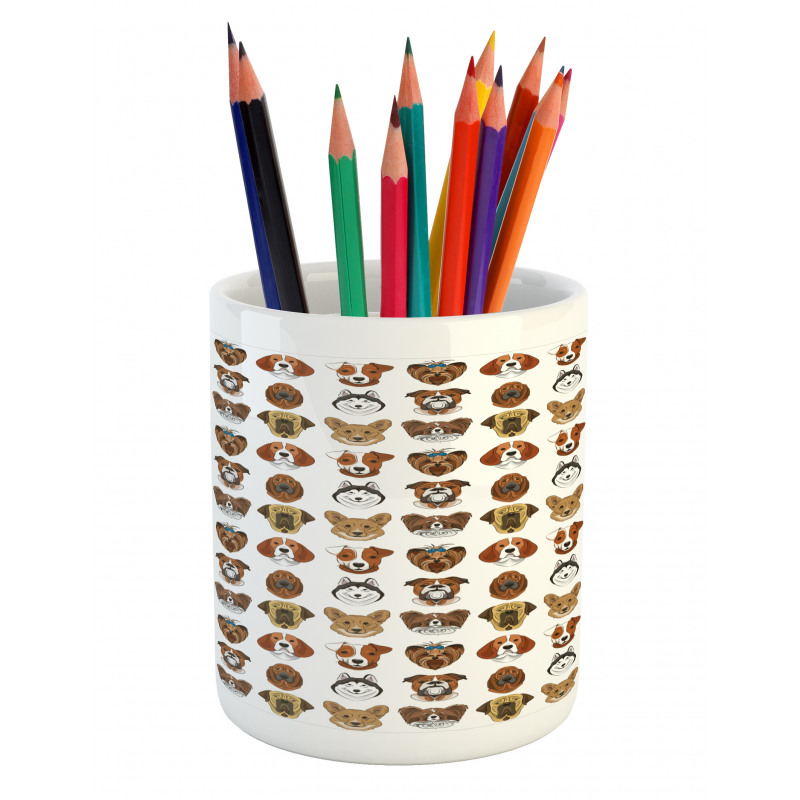 Comical Dog Caricature Design Pencil Pen Holder