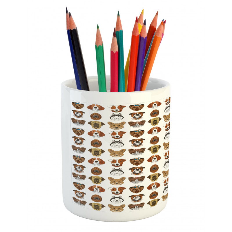 Comical Dog Caricature Design Pencil Pen Holder